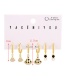 Fashion Gold Set Of 6 Bronze Zirconium Pearl Oil Scalloped Scallop Earrings