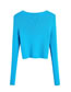 Fashion Lake Blue Ribbed Knit Lace-up Cardigan