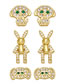 Fashion C Brass Diamond Puppy Stud Earrings