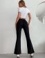 Fashion Chocolate Brown Polyester Slit Cropped Flared Trousers
