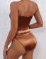 Fashion Brown Polyester Chain Sling Bodysuit