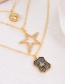 Fashion Gold-2 Bronze Zirconium Geometric Pendant Necklace