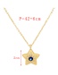 Fashion Gold Bronze Zirconium Pentagram Pendant Necklace