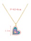 Fashion Yellow Bronze Zirconium Drop Oil Colorblock Heart Pendant Necklace