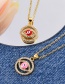 Fashion Navy Blue Bronze Zirconium Cutout Oil Drop Eye Pendant Necklace