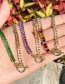 Fashion Purple Copper Inlaid Zirconium Stitching Chain Ot Buckle Necklace