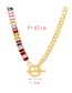 Fashion Pink Copper Inlaid Zirconium Stitching Chain Ot Buckle Necklace