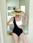 Fashion Color Matching Polyester Lace-up Colorblock Cutout One-piece Swimsuit