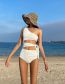 Fashion Milk White Polyester One-shoulder Tie Cutout One-piece Swimsuit
