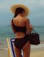Fashion Black Polyester One-shoulder Cutout One-piece Swimsuit