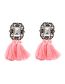 Fashion Dark Pink Alloy Diamond Tassel Earrings