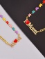 Fashion Color-2 Bronze Zircon Alphabet Mom Drop Oil Butterfly Splicing Chain Necklace