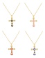 Fashion Black Bronze Zircon Drop Oil Cross Pendant Necklace