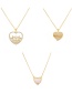 Fashion Gold-3 Bronze Zircon Shell Heart Pendant Necklace