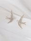 Fashion Golden Full Diamond Swallow Three-dimensional Flashing Diamond Flying Swallow Earrings