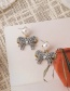 Fashion Beige  Silver Needle Full Diamond Bow Pearl Earrings