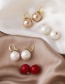 Fashion White+red Pearl Round Earrings