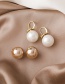 Fashion White + Champagne Pearl Round Earrings