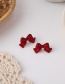 Fashion Large Model  Silver Needle Red Bow Earrings