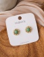 Fashion Green Button Pearl Velvet Round Earrings