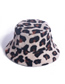 Fashion Beige Leopard Print Rabbit Fur Fisherman Hat