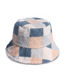 Fashion Blue Lamb Velvet Check Warm Plush Fisherman Hat