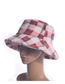 Fashion Pink Plaid Rabbit Fur Plush Warm Fisherman Hat