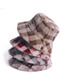 Fashion Khaki Plaid Rabbit Fur Plush Warm Fisherman Hat