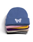Fashion White Butterfly Blue Butterfly Print Knitted Beanie