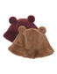 Fashion Red Wine Leopard Print Bear Ear Ball Plush Fisherman Hat