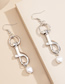 Fashion White K Asymmetrical Lock Pearl Geometric Keychain Ear Hook