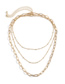 Fashion Golden Multi-layer Tassel Cross Chain Necklace
