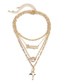 Fashion Golden Multilayer Alloy Letter Rose Necklace