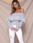 Fashion White One-shoulder Fringed Off-shoulder Sweater
