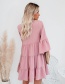 Fashion Pink Lace Fringe Ruffle Dress