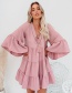 Fashion Pink Lace Fringe Ruffle Dress