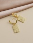 Fashion Golden Copper Leaf Square Earrings
