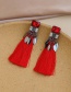 Fashion Ginger Alloy Diamond Tassel Stud Earrings