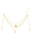 Fashion Golden Human Head Embossed Stars And Moon Multilayer Necklace