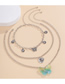 Fashion White K Butterfly Moon Sun Multilayer Necklace