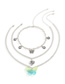 Fashion White K Butterfly Moon Sun Multilayer Necklace