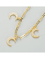 Fashion Golden Copper Plated 18k Gold Inlaid Zircon Chain Moon Bracelet