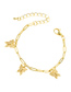Fashion Golden Copper Plated 18k Gold Inlaid Zircon Butterfly Bracelet