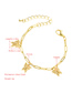 Fashion Golden Copper Plated 18k Gold Inlaid Zircon Butterfly Bracelet