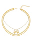 Fashion Golden Multi-layer Thick Chain Bow Necklace