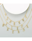 Fashion Paragraph Three Alloy Plated 20k Gold English Letter Necklace