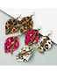 Fashion Brown Leopard-print Gold And Diamond Earrings In Leather