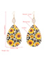 Fashion Yellow Leather Small Daisy Flower Natural Stone Earrings