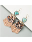 Fashion Blue Leopard-print Leather Natural Stone And Diamond Earrings