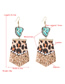 Fashion Blue Leopard-print Leather Natural Stone And Diamond Earrings